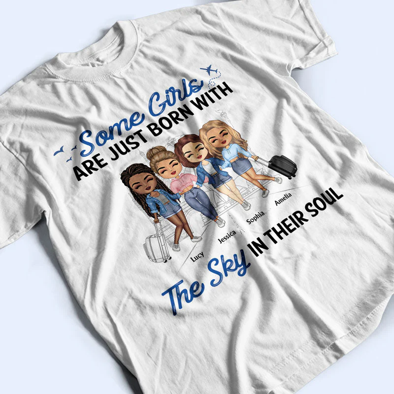 Traveling Best Friends Catch Flights Not Feelings - Gift For BFF, Sisters - Personalized Custom T Shirt - Image 3