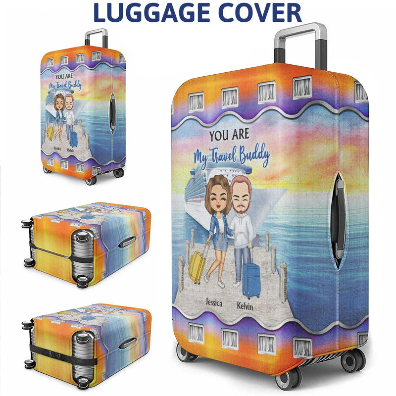 Traveling Best Friends Life Is Better On A Cruise With Best Friends - Gift For BFF, Sisters - Personalized Custom Luggage Cover - Image 3