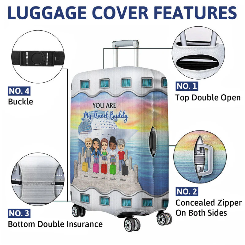Traveling Best Friends Life Is Better On A Cruise With Best Friends - Gift For BFF, Sisters - Personalized Custom Luggage Cover - Image 4
