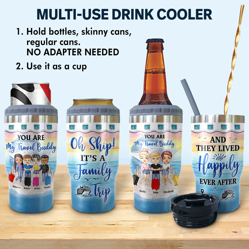 Traveling Best Friends Life Is Better On A Cruise With Best Friends - Gift For BFF, Sisters - Personalized Custom Triple 3 In 1 Can Cooler - Image 2