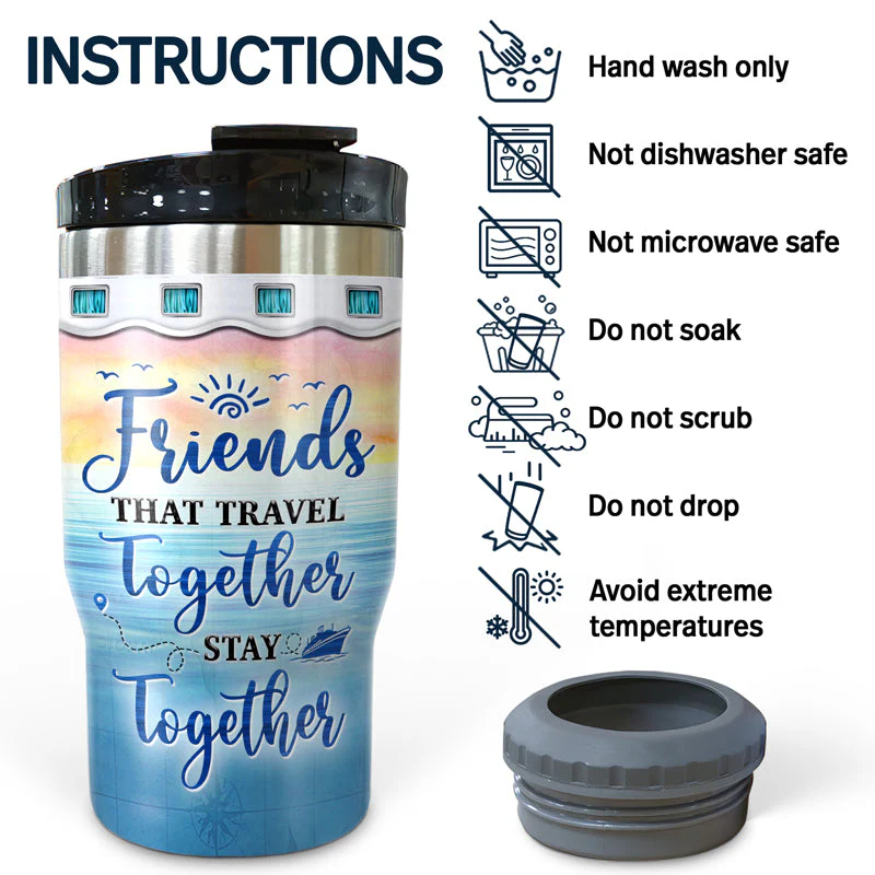 Traveling Best Friends Life Is Better On A Cruise With Best Friends - Gift For BFF, Sisters - Personalized Custom Triple 3 In 1 Can Cooler - Image 5