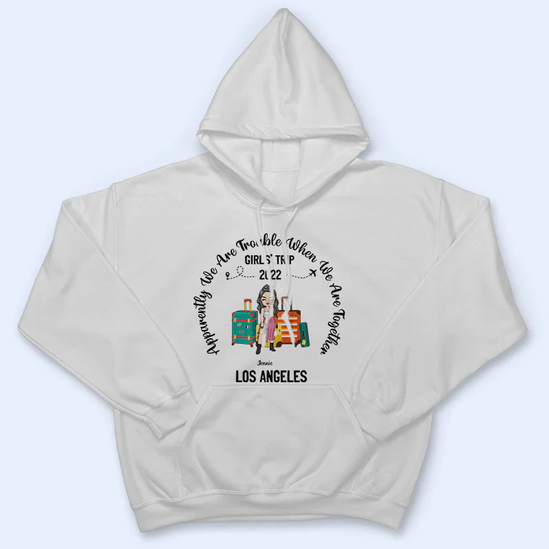 Traveling Bestie Apparently We're Trouble When We're Together - Personalized Custom T Shirt - Image 4