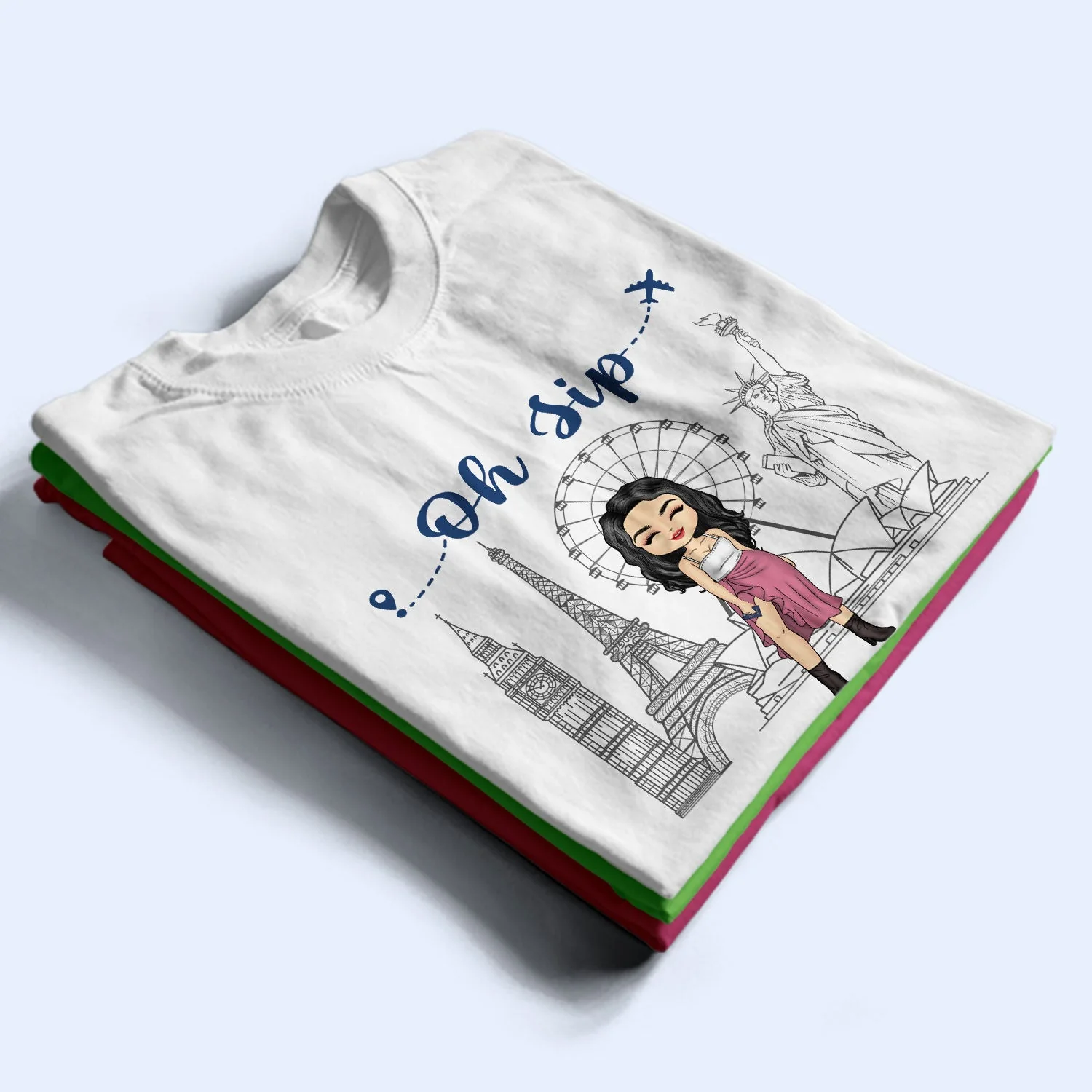 Traveling Bestie Oh Sip It's A Girl Trip - Gift For Bestie - Personalized Custom T Shirt - Image 2