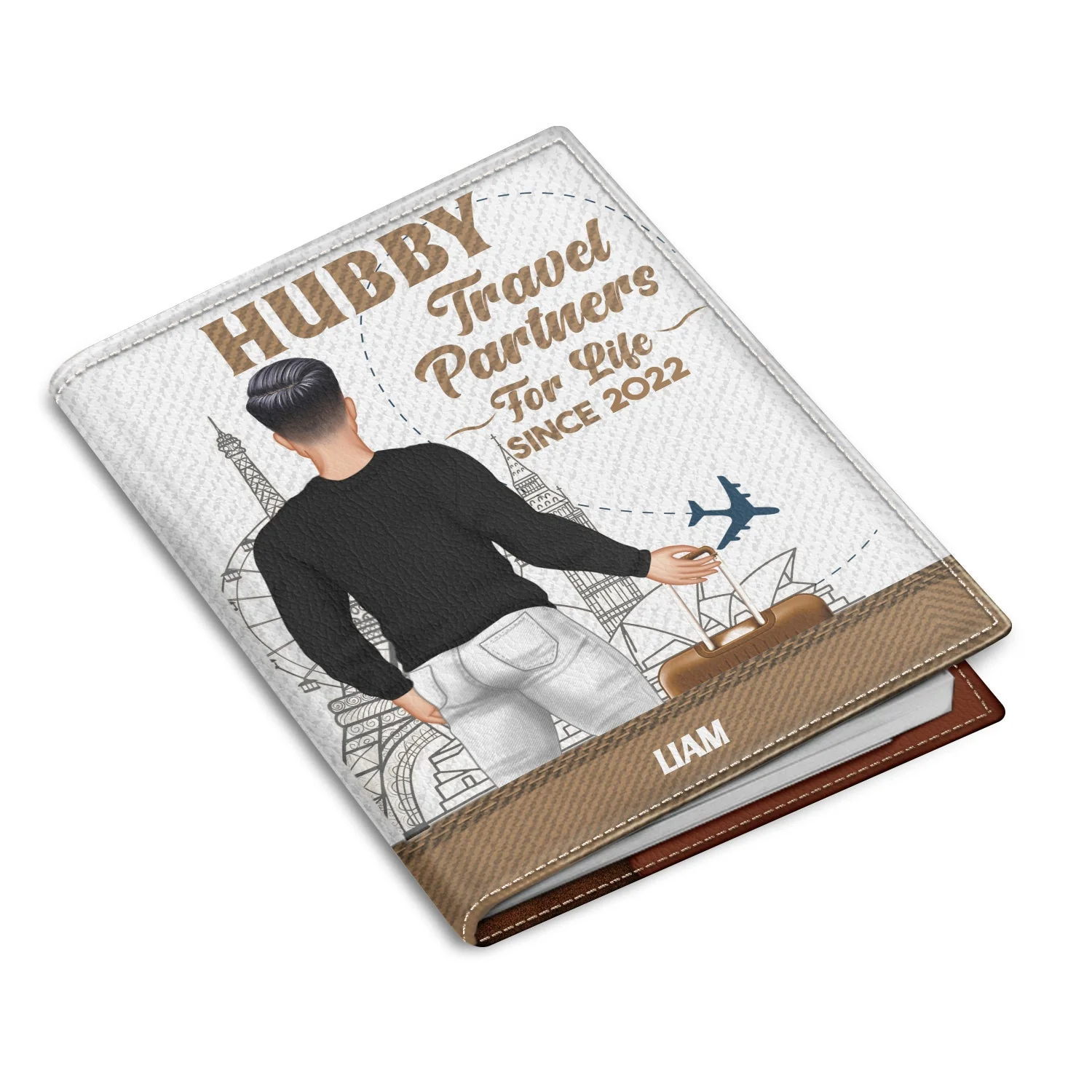 Traveling Couple Hubby & Wifey Travel Partners For Life - Gift For Couples, Traveling Gift - Personalized Passport Cover, Passport Holder - Image 2