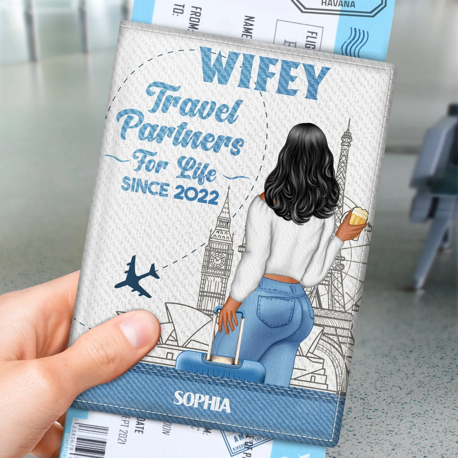 Traveling Couple Hubby & Wifey Travel Partners For Life - Gift For Couples, Traveling Gift - Personalized Passport Cover, Passport Holder - Image 3