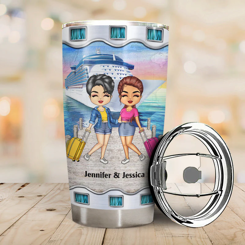 Traveling Couple Husband And Wife Cruising Partners For Life - Gift For Couples - Personalized Custom Tumbler - Image 2