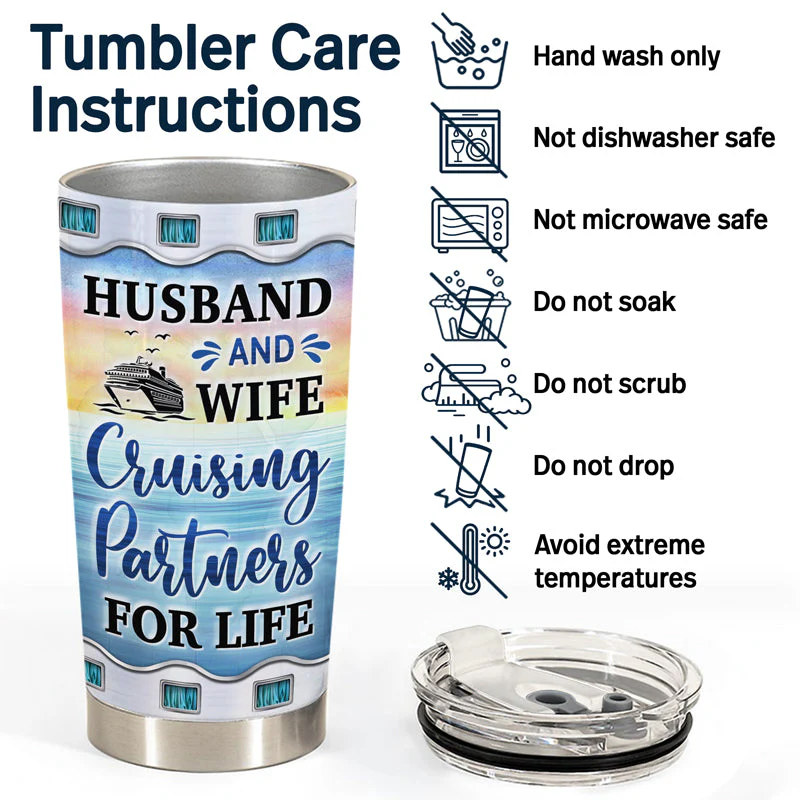 Traveling Couple Husband And Wife Cruising Partners For Life - Gift For Couples - Personalized Custom Tumbler - Image 5