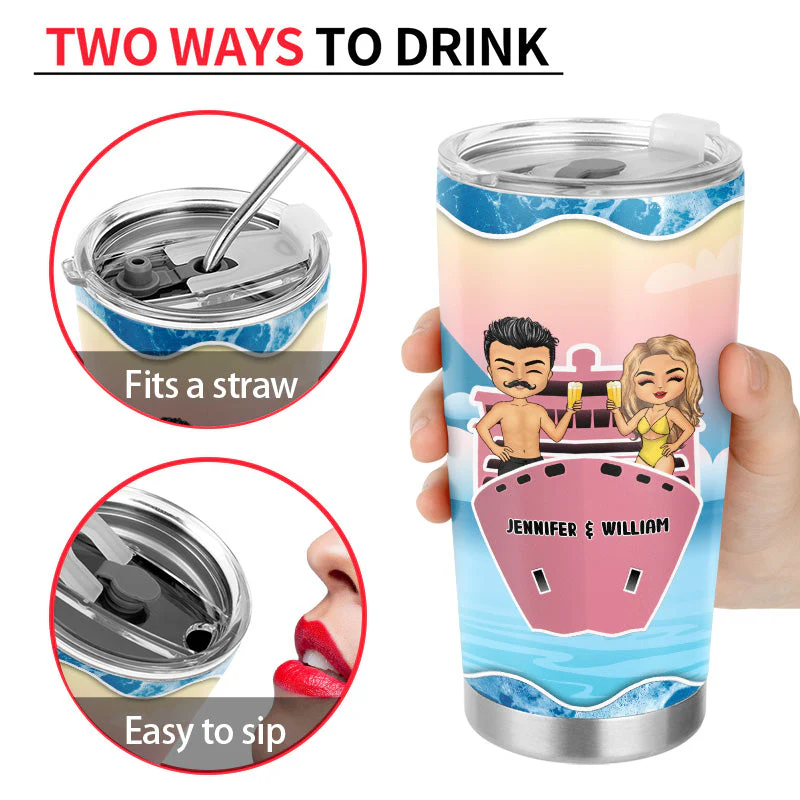 Traveling Cruise Couple Husband And Wife Cruising Partners - Personalized Custom Tumbler - Image 4