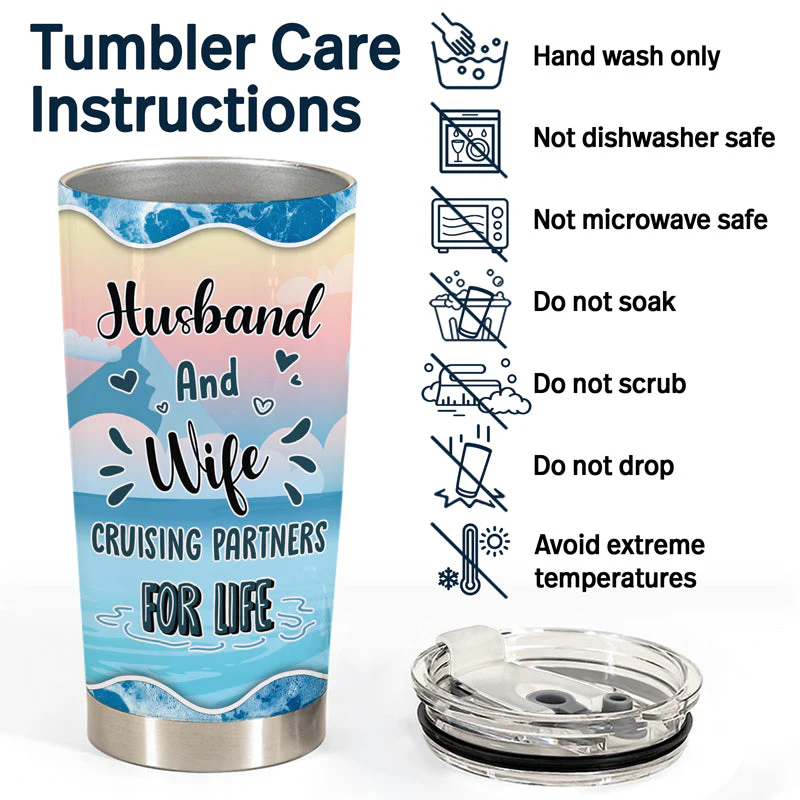 Traveling Cruise Couple Husband And Wife Cruising Partners - Personalized Custom Tumbler - Image 5