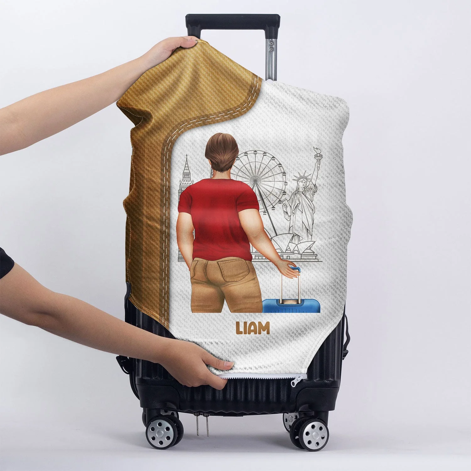 Traveling Just A Girl Boy Who Loves Traveling - Gift For Travelers - Personalized Custom Luggage Cover - Image 5