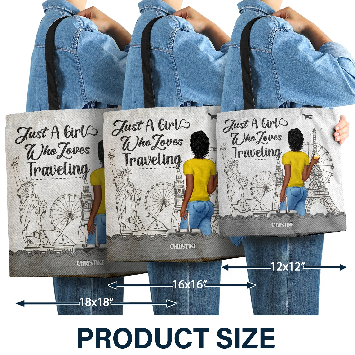 Traveling Just A Girl Who Loves Traveling - Gift For Women - Personalized Zippered Canvas Bag - Image 4