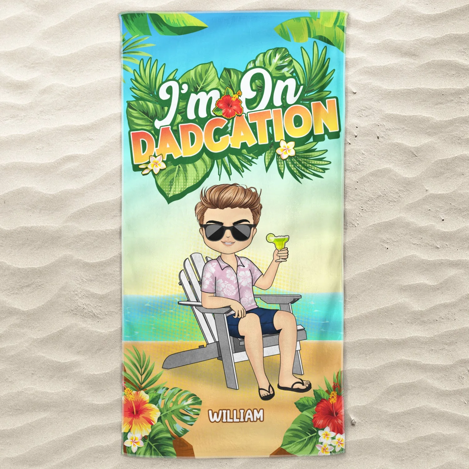 Traveling On Dadcation - Gift For Father - Personalized Custom Beach Towel - Image 3