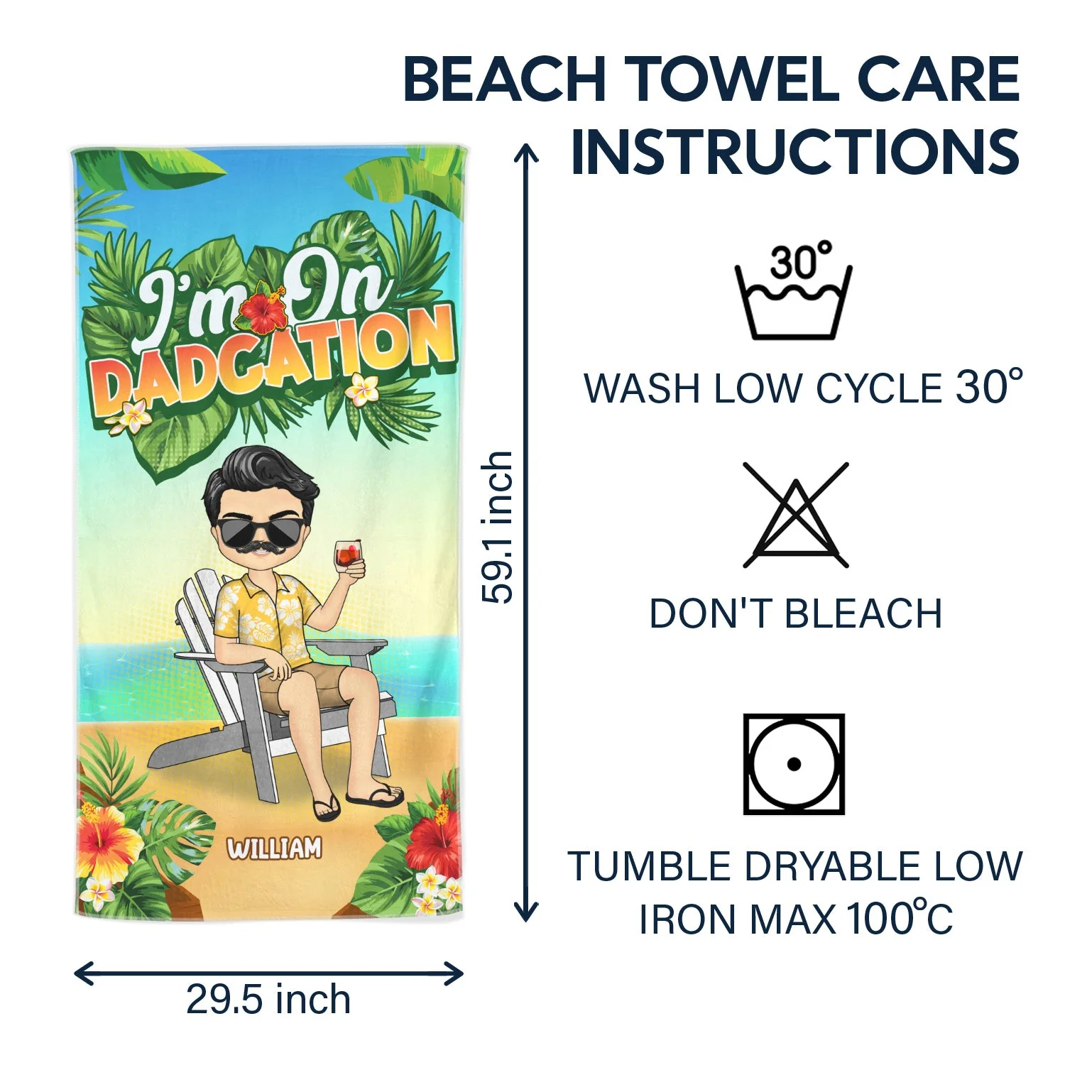 Traveling On Dadcation - Gift For Father - Personalized Custom Beach Towel - Image 6