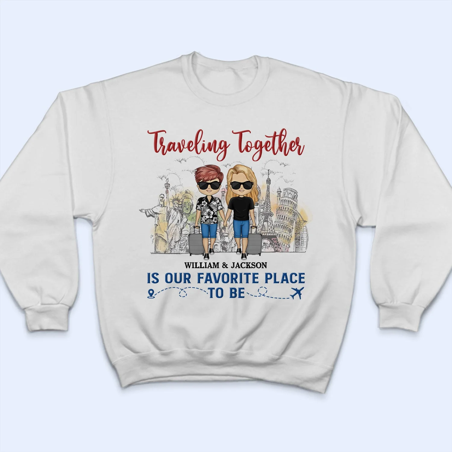 Traveling Together Is Our Favorite Place To Be - Couple Gift - Personalized Custom T Shirt - Image 5