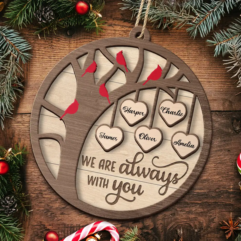 Tree Branch Cardinals I Am Always With You - Personalized 2-Layered Wooden Ornament - Image 5