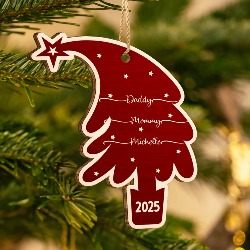 Tree With Family Names - Personalized Custom Shaped Wooden Ornament - Image 3
