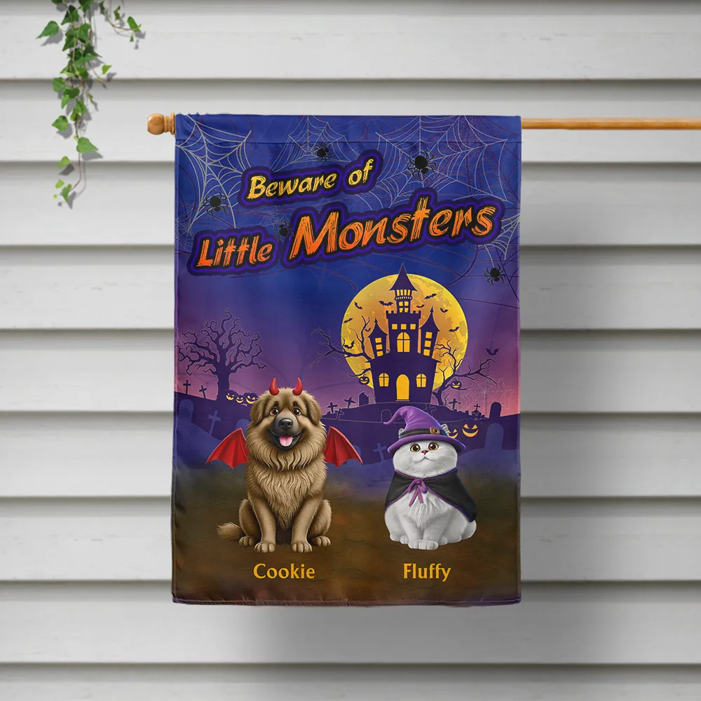 Trick Or Treat With Pets In Halloween Costume - Personalized Flag - Image 2