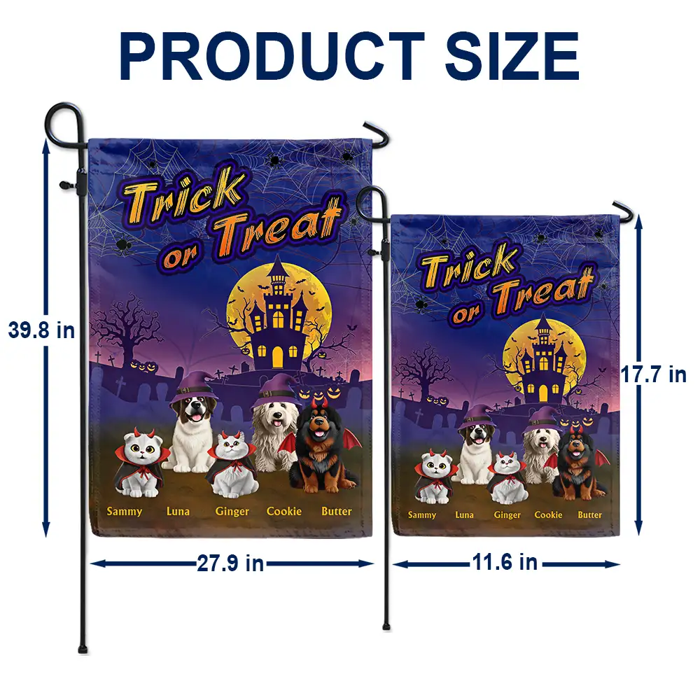 Trick Or Treat With Pets In Halloween Costume - Personalized Flag - Image 5