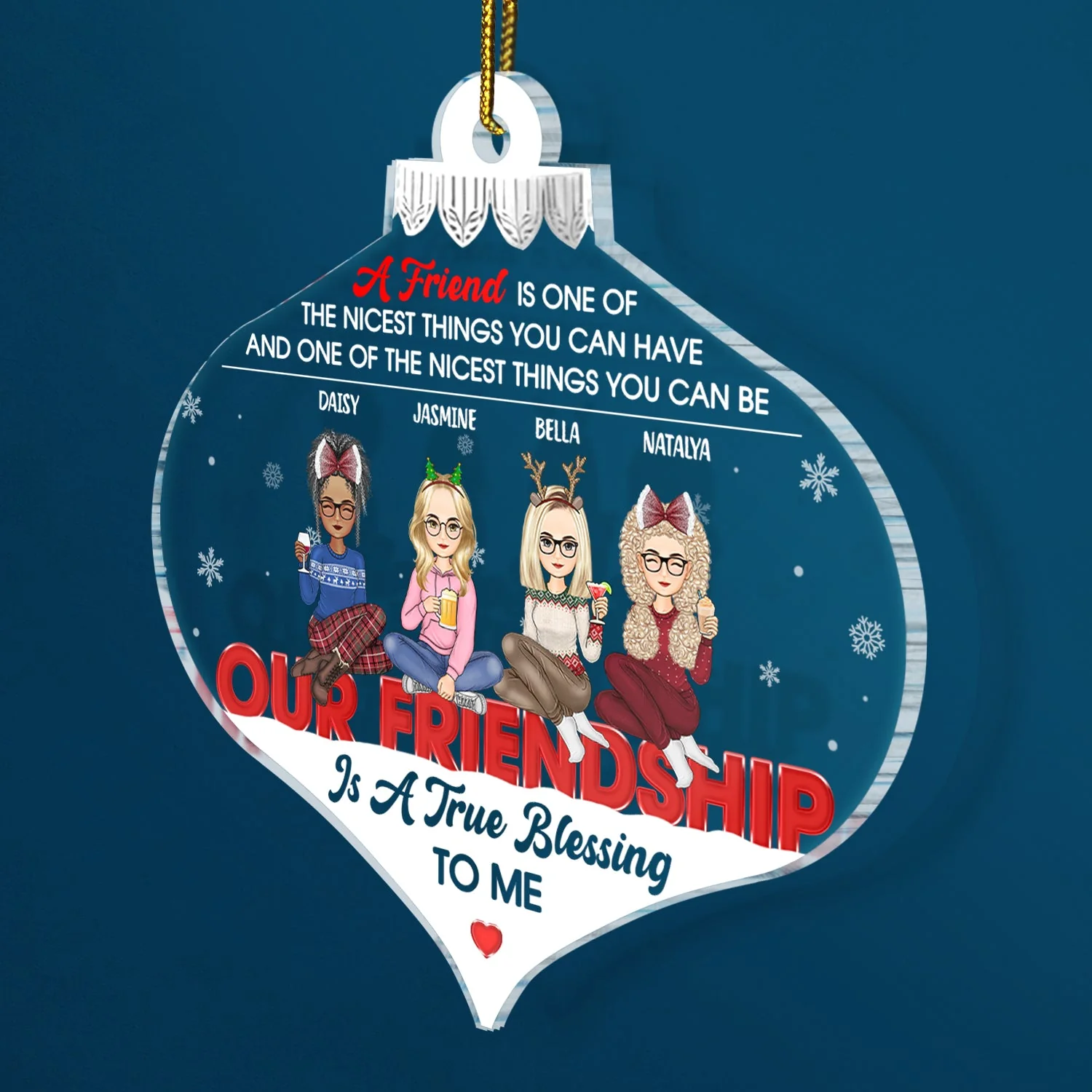 True Blessing To Me - Christmas Gift For Bestie - Personalized Custom Shaped Acrylic Ornament - Image 2