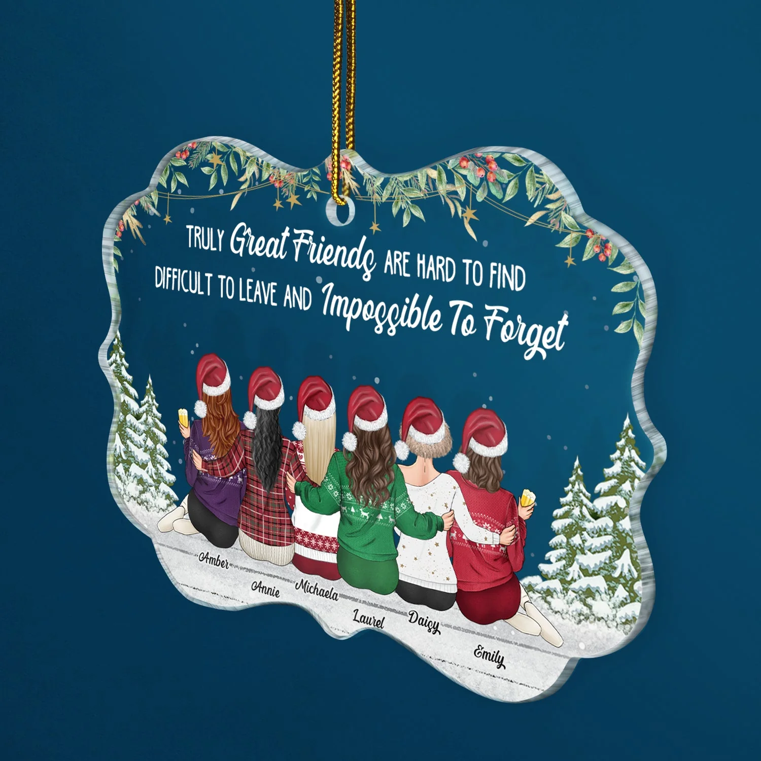 Truly Great Friends - Christmas, Gift For Bestie - Personalized Medallion Acrylic Ornament - Image 2