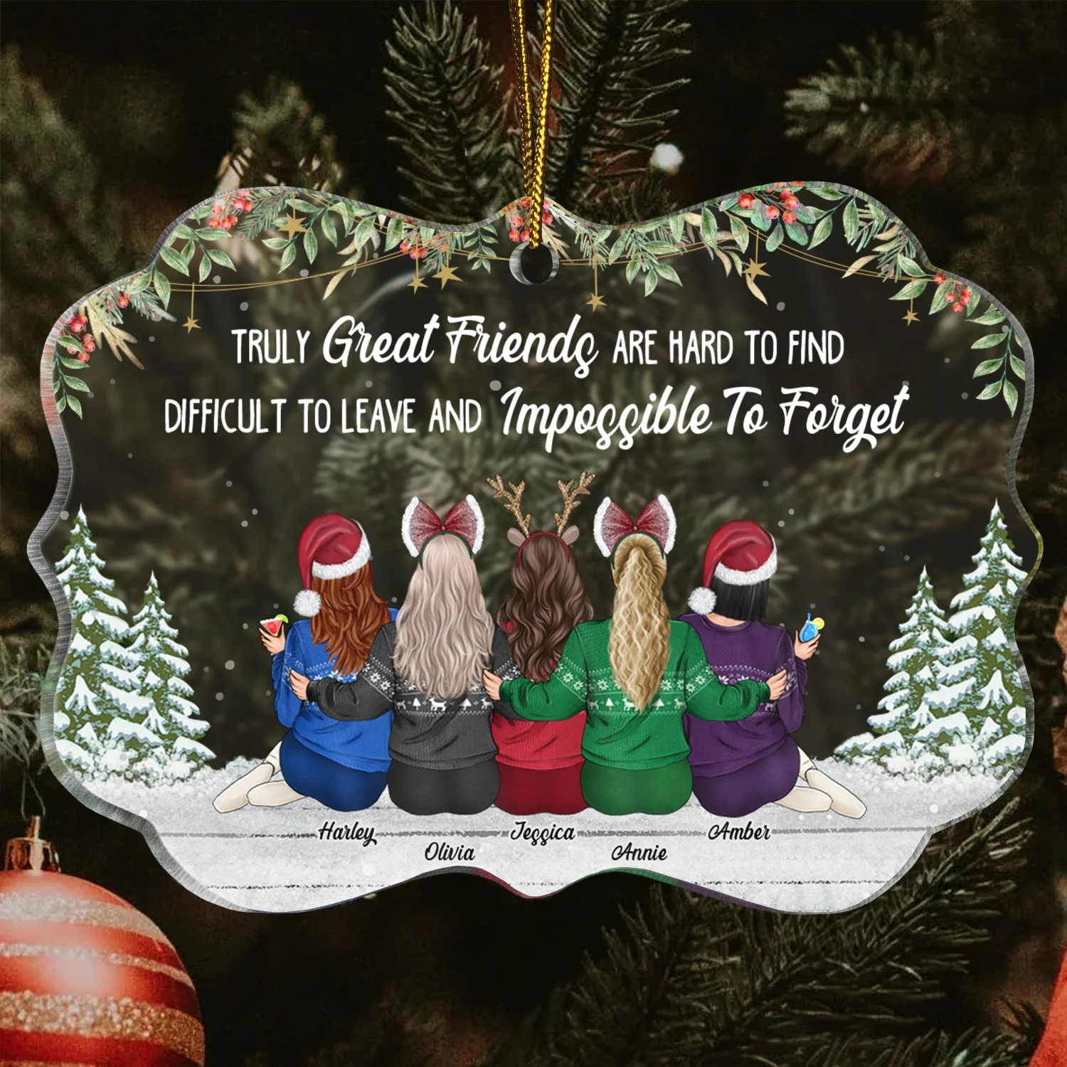Truly Great Friends - Christmas, Gift For Bestie - Personalized Medallion Acrylic Ornament - Image 3