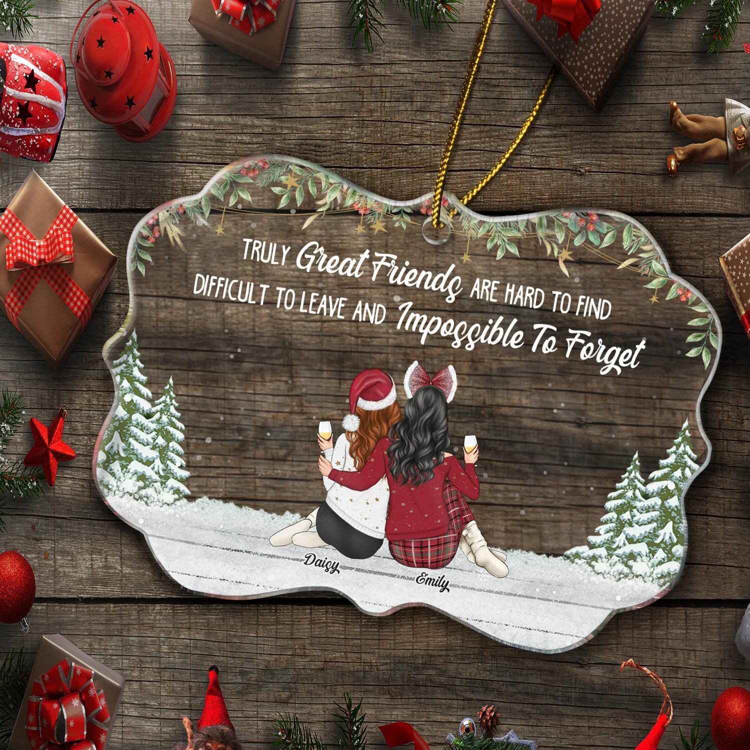 Truly Great Friends - Christmas, Gift For Bestie - Personalized Medallion Acrylic Ornament - Image 5