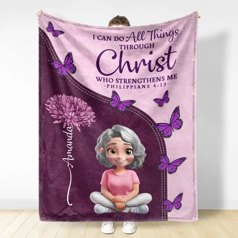 Trust In The Lord With Birth Month Flower - Personalized Fleece Blanket, Sherpa Blanket - Image 3