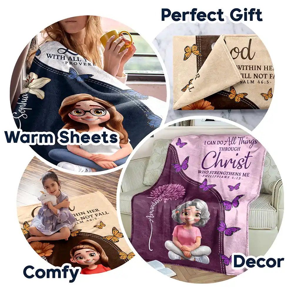 Trust In The Lord With Birth Month Flower - Personalized Fleece Blanket, Sherpa Blanket - Image 7