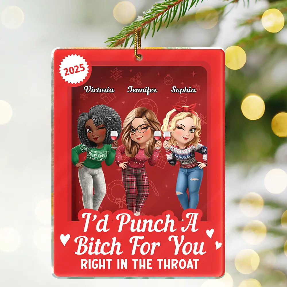 Turban Besties Right In The Throat Toy Box - Personalized Custom Shaped Acrylic Ornament - Image 2