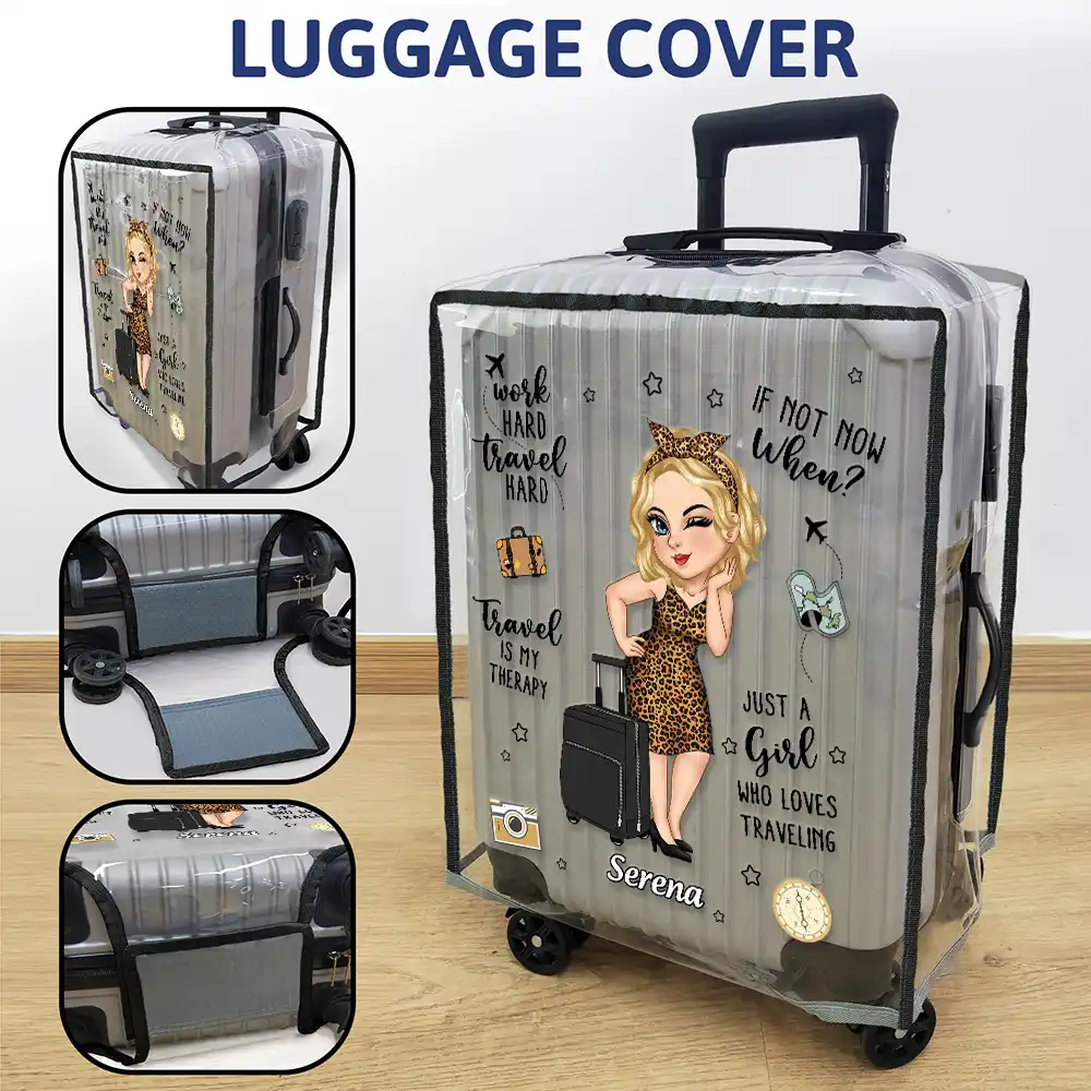 Turban Just A Girl Who Loves Traveling - Personalized Clear Luggage Cover - Image 3
