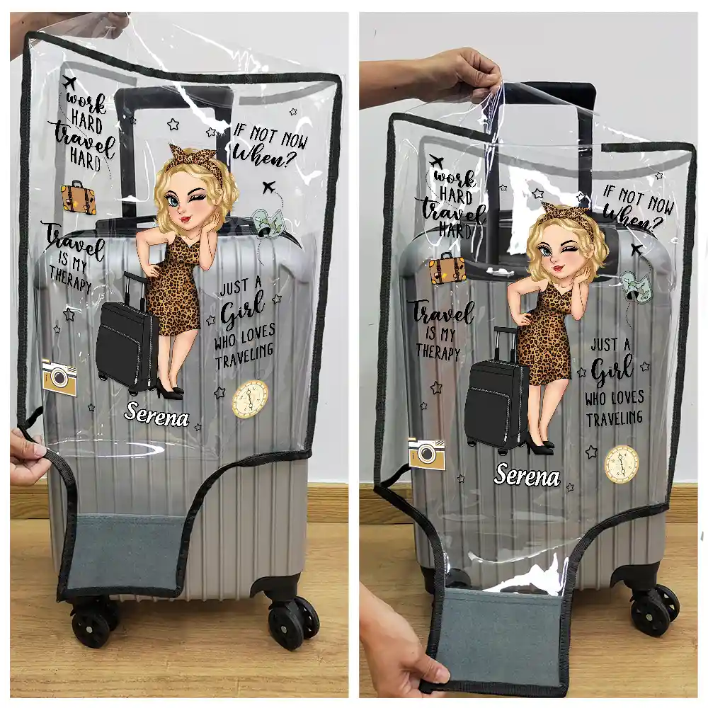 Turban Just A Girl Who Loves Traveling - Personalized Clear Luggage Cover - Image 5