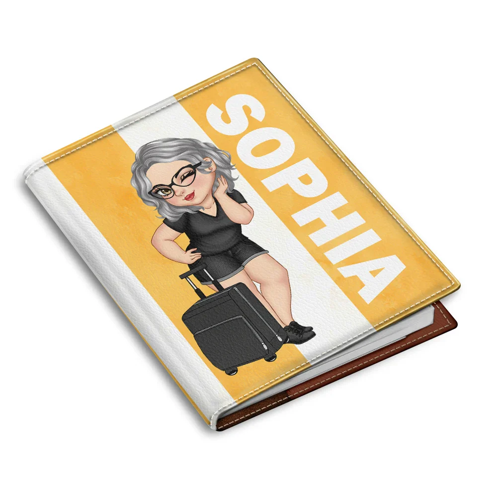 Turban Woman Traveling Around The World - Personalized Passport Cover, Passport Holder - Image 2