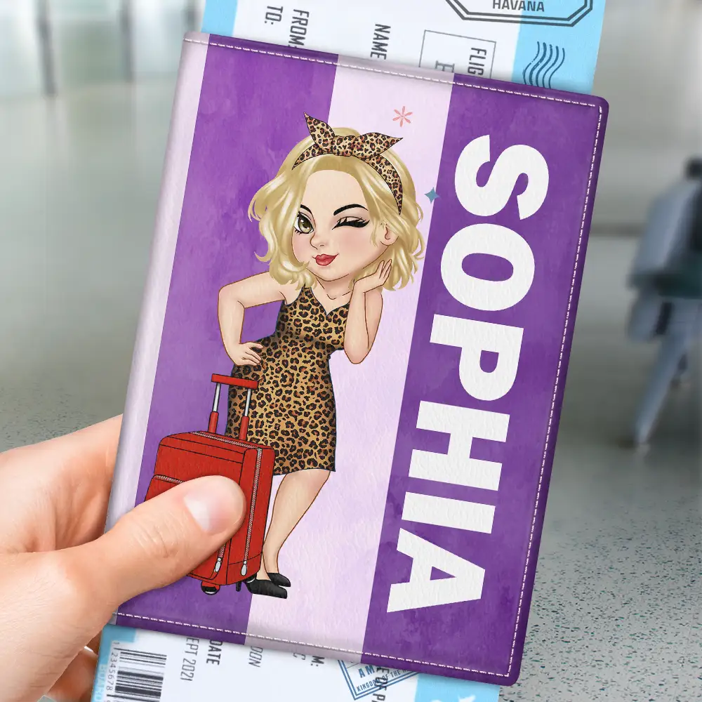 Turban Woman Traveling Around The World - Personalized Passport Cover, Passport Holder - Image 3