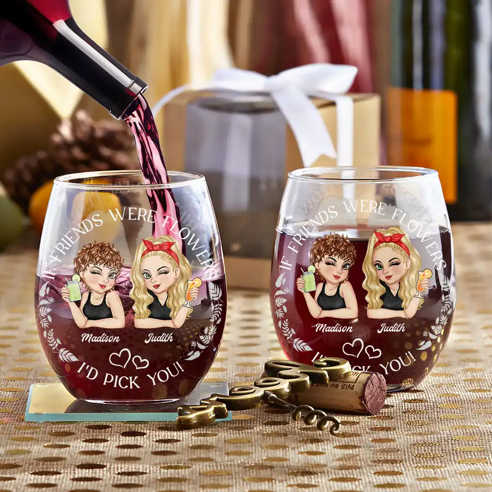 Turban Women Grow An Old Friend Bestie - Personalized Stemless Wine Glass - Image 3