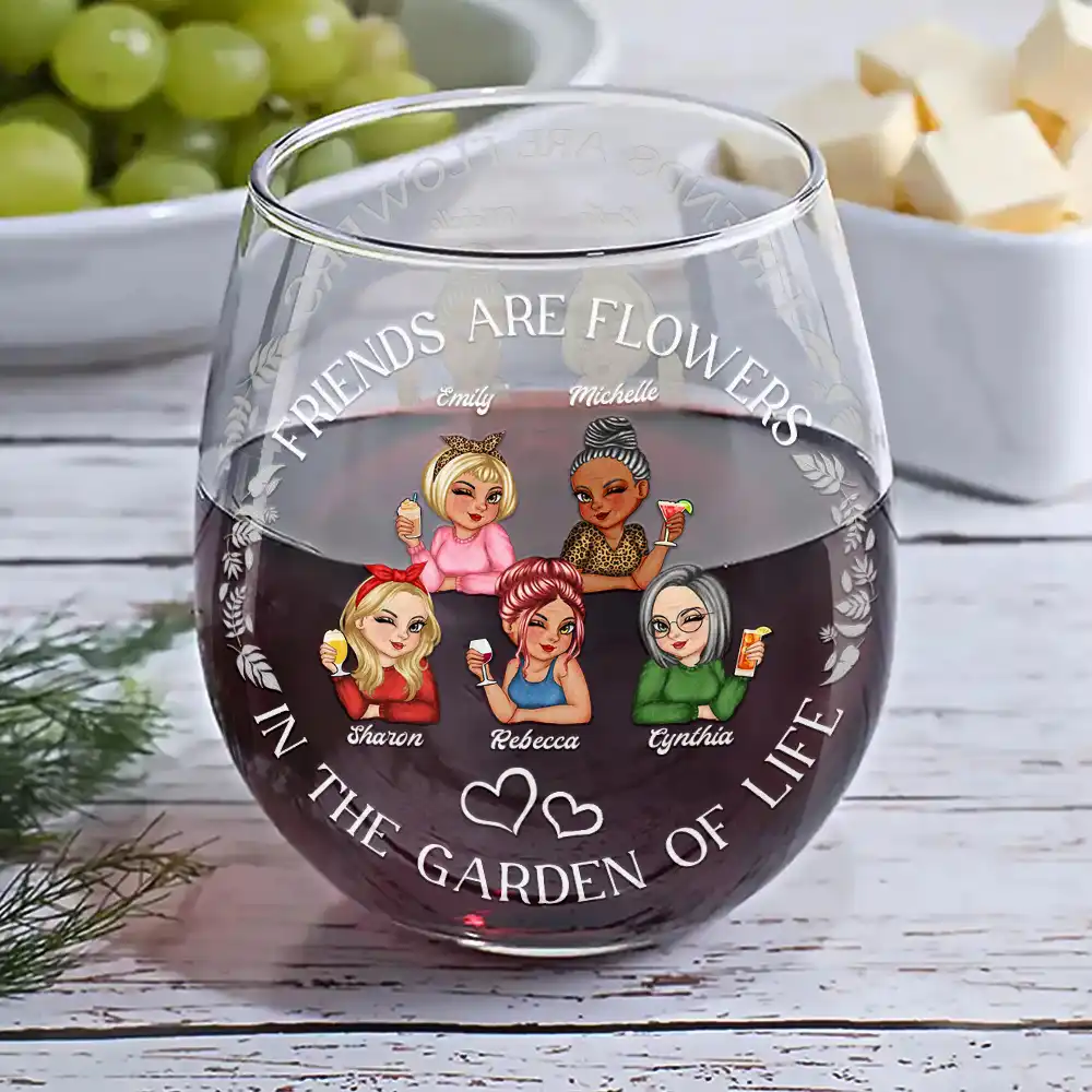 Turban Women Grow An Old Friend Bestie - Personalized Stemless Wine Glass - Image 6