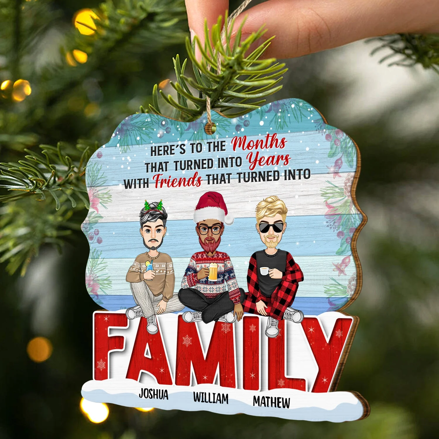 Turned Into Years - Christmas Gift For Besties - Personalized Custom Shaped Wooden Ornament - Image 2