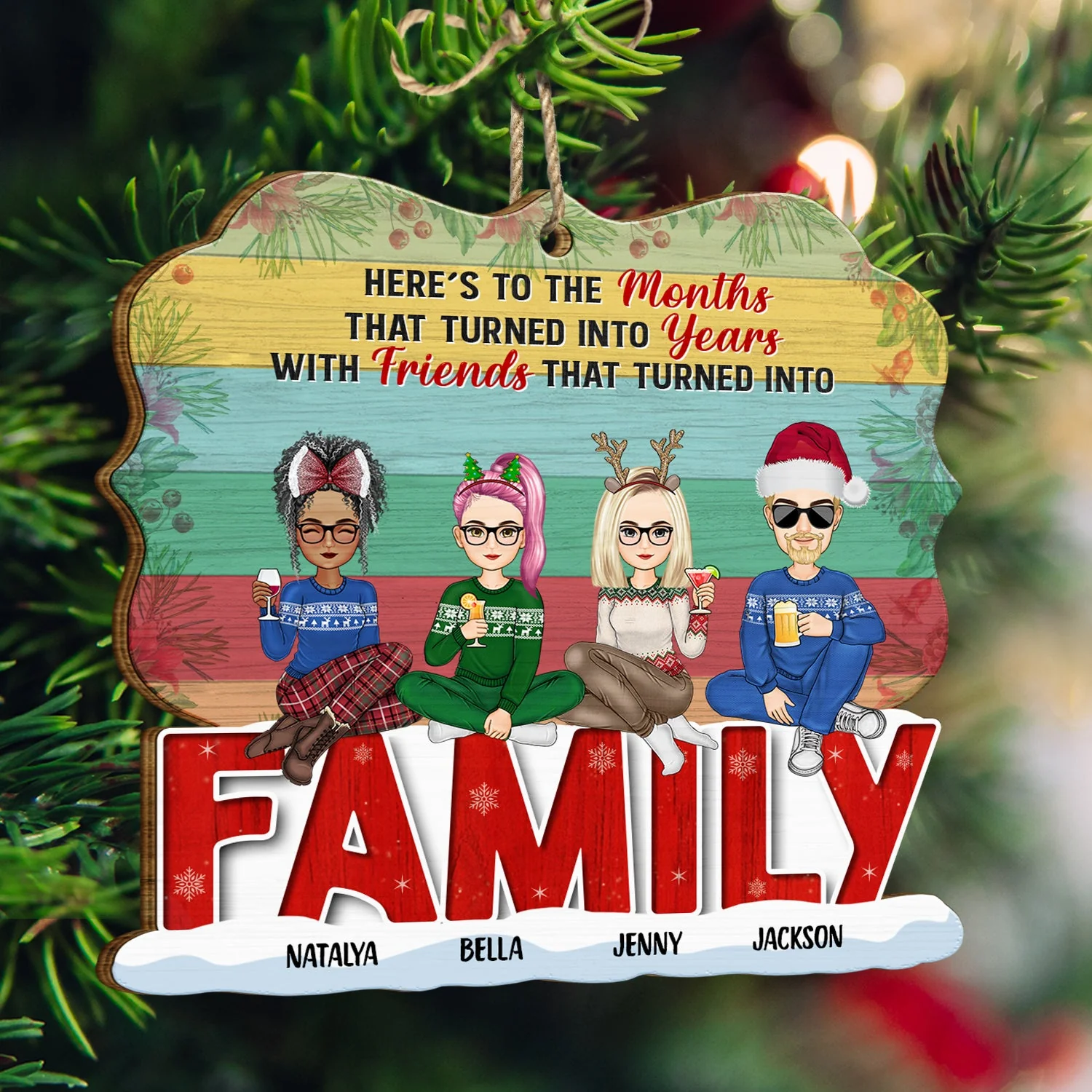 Turned Into Years - Christmas Gift For Besties - Personalized Custom Shaped Wooden Ornament - Image 3