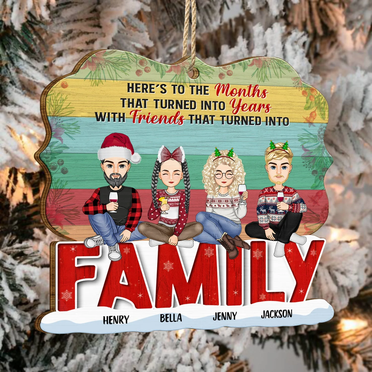 Turned Into Years - Christmas Gift For Besties - Personalized Custom Shaped Wooden Ornament - Image 4