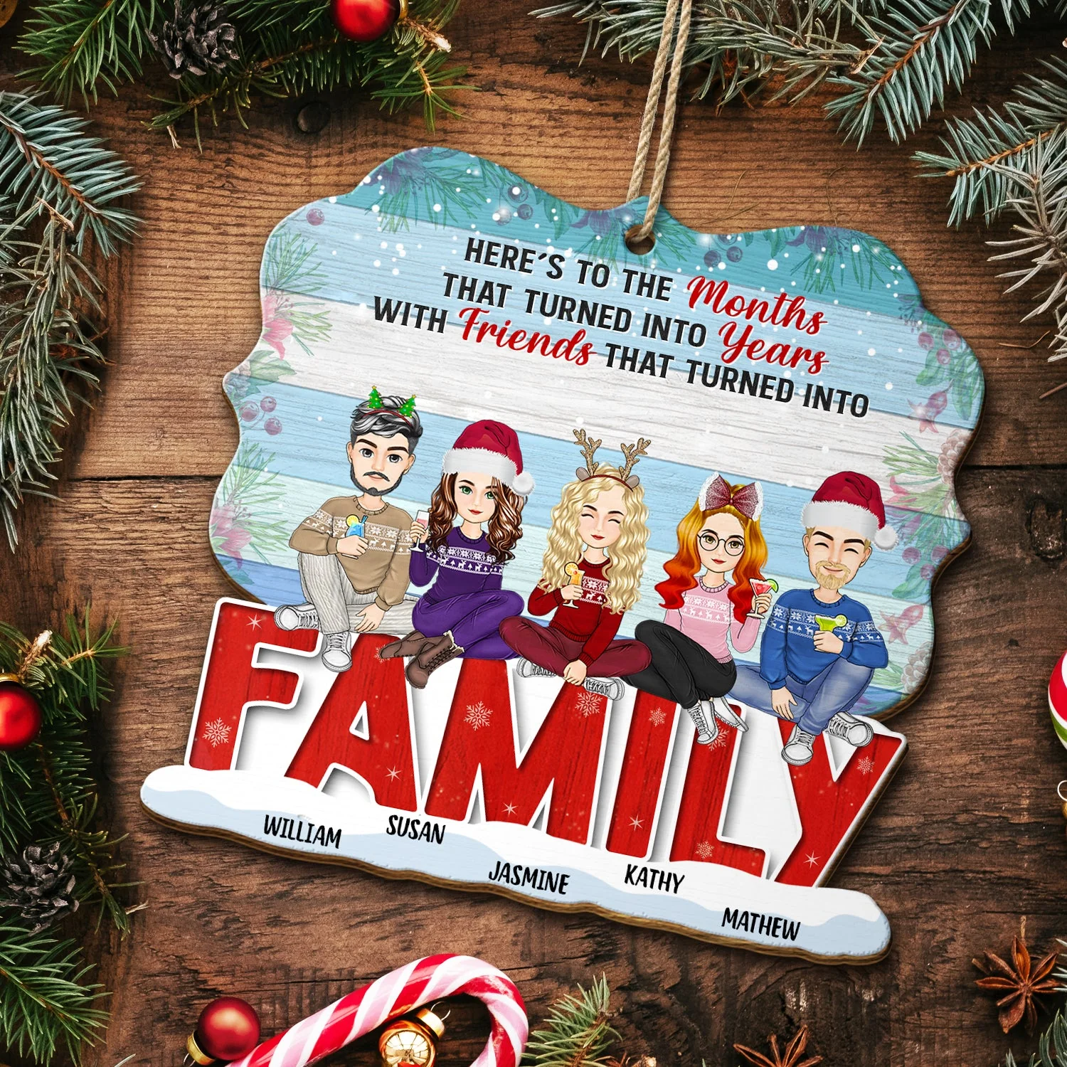Turned Into Years - Christmas Gift For Besties - Personalized Custom Shaped Wooden Ornament - Image 5