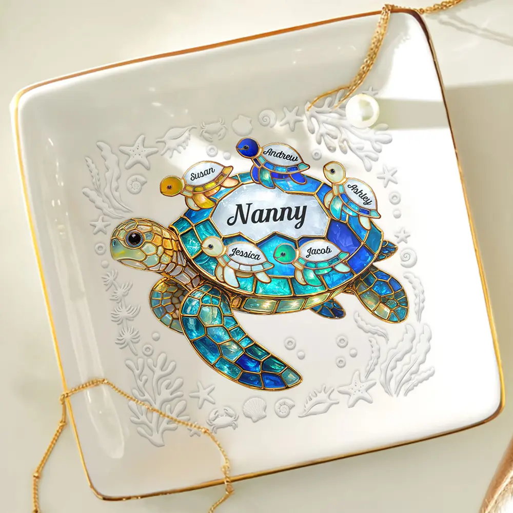 Turtle Stained Glass Mum Nanny - Personalised Ring Dish