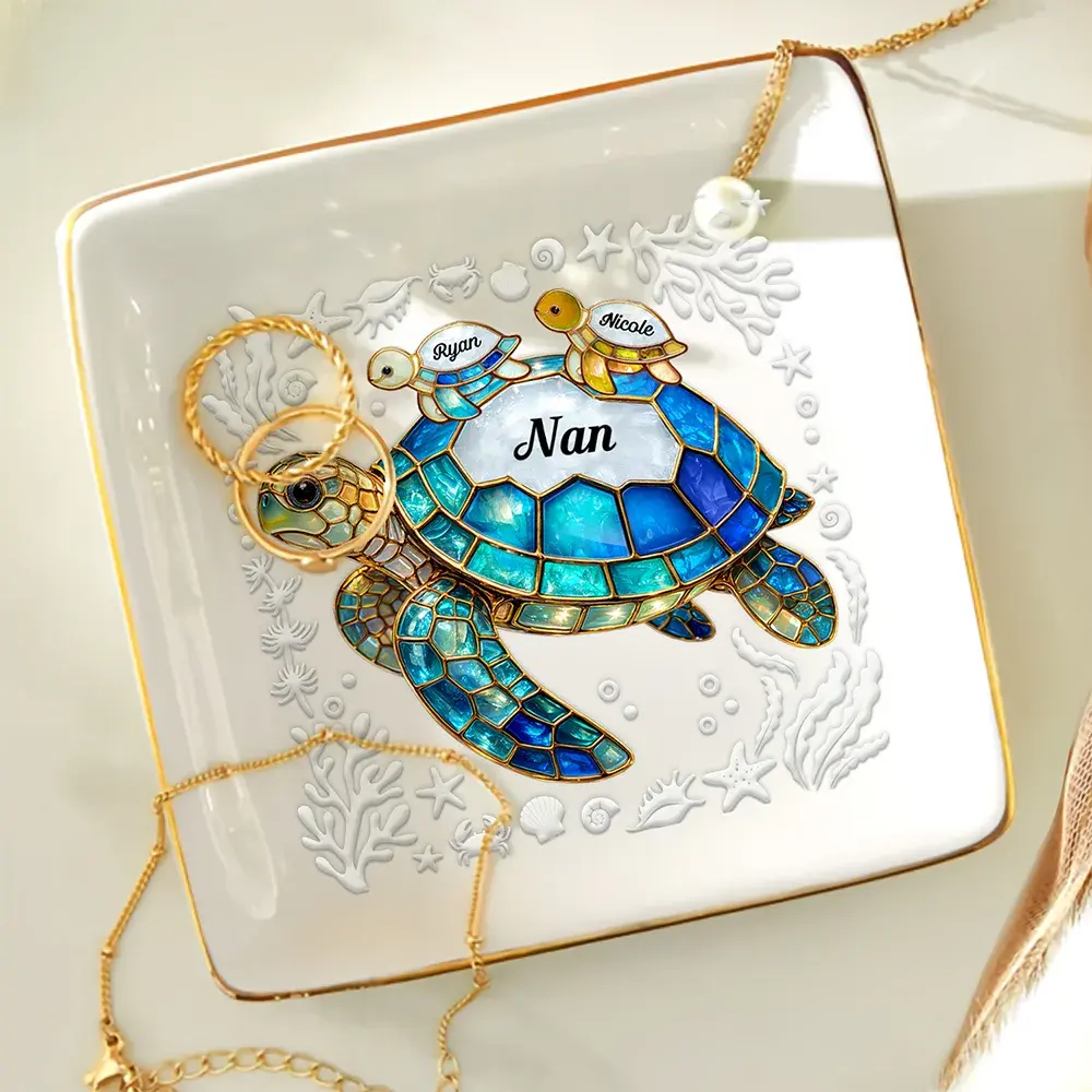 Turtle Stained Glass Mum Nanny - Personalised Ring Dish - Image 4