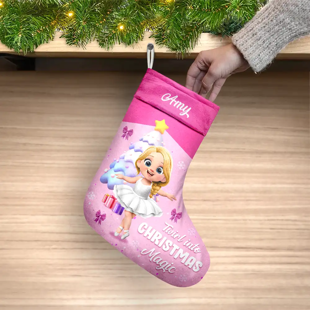 Twirl Into Christmas Magic - Personalized Christmas Stocking - Image 3