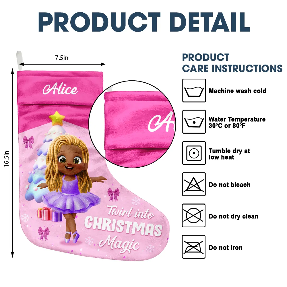 Twirl Into Christmas Magic - Personalized Christmas Stocking - Image 5