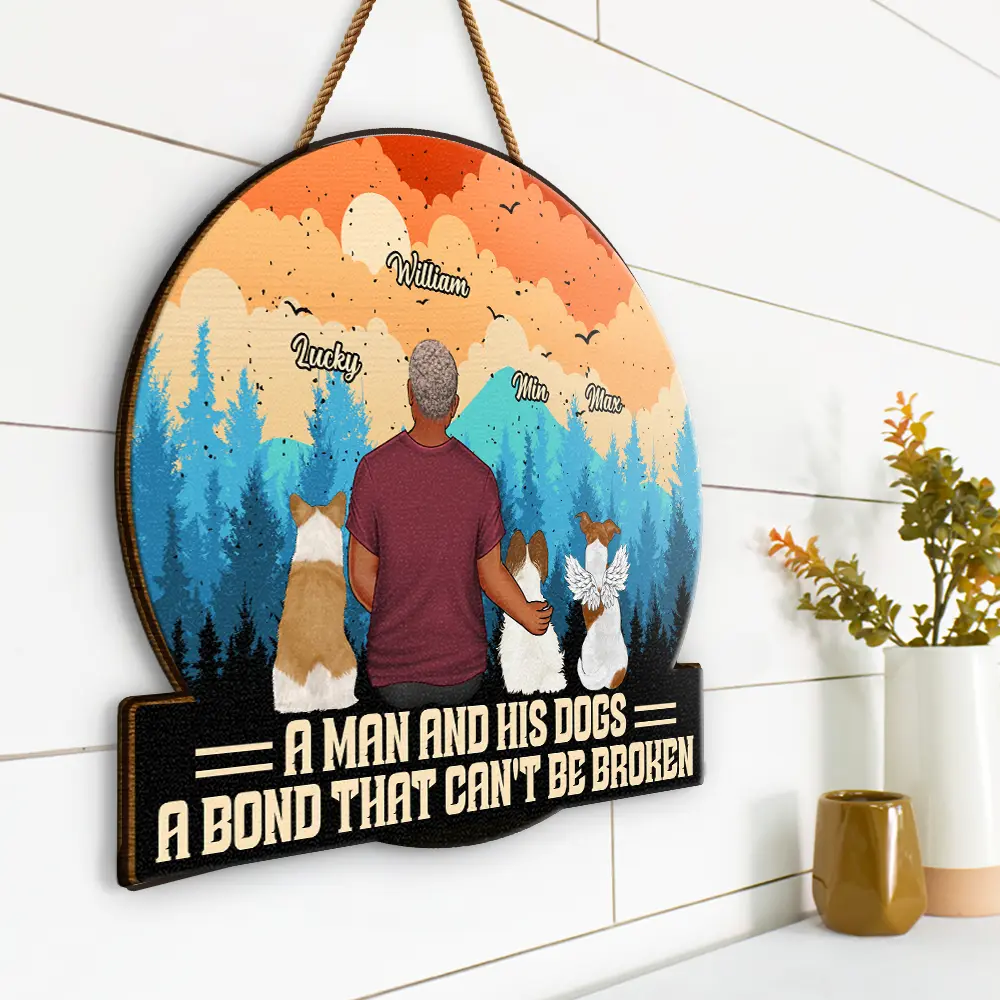 Unbreakable Bond Dog Mom Dog Dad - Personalized Custom Shaped Wood Sign - Image 2