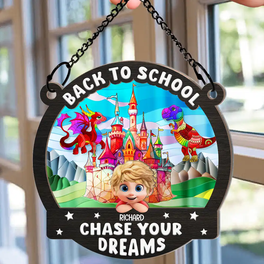 Unicorn Chase Your Dreams - Personalized Window Hanging Suncatcher Ornament - Image 2