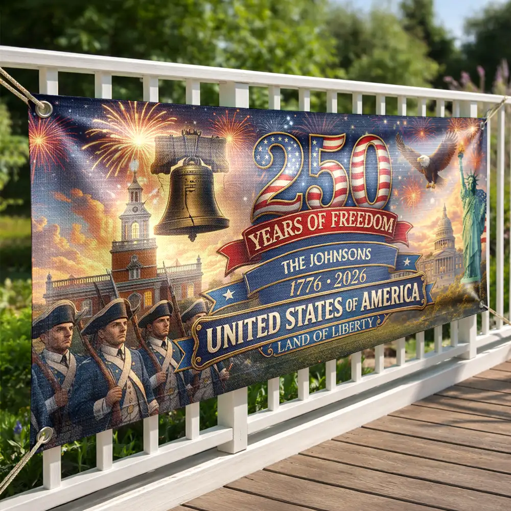 USA 250th Anniversary Land Of Liberty - Personalized Horizontal Banner - Image 3