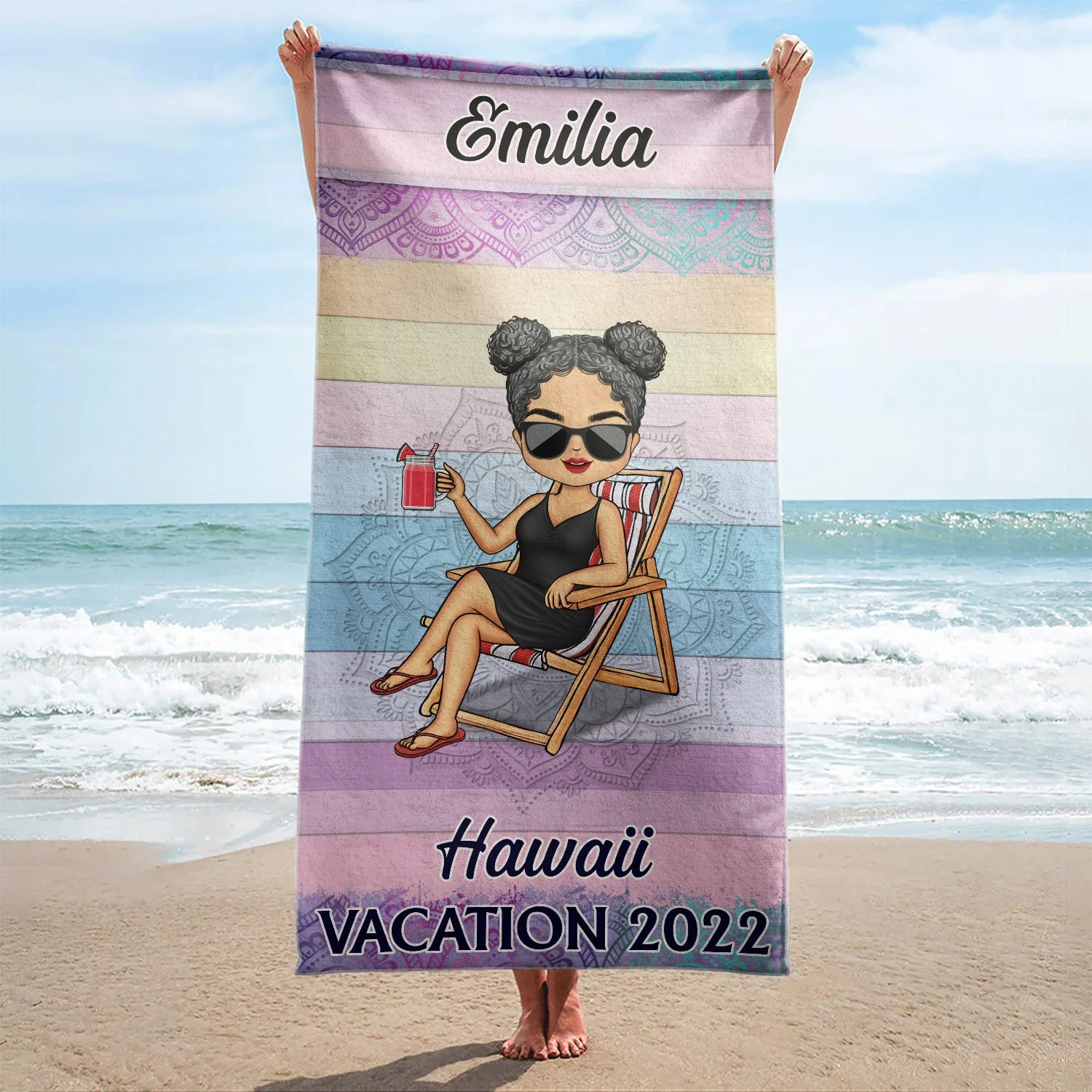 Vacation Beach Swimming Picnic Traveling - Birthday, Holiday, Funny Gift For Her, Him, Besties, Family - Personalized Custom Beach Towel - Image 2