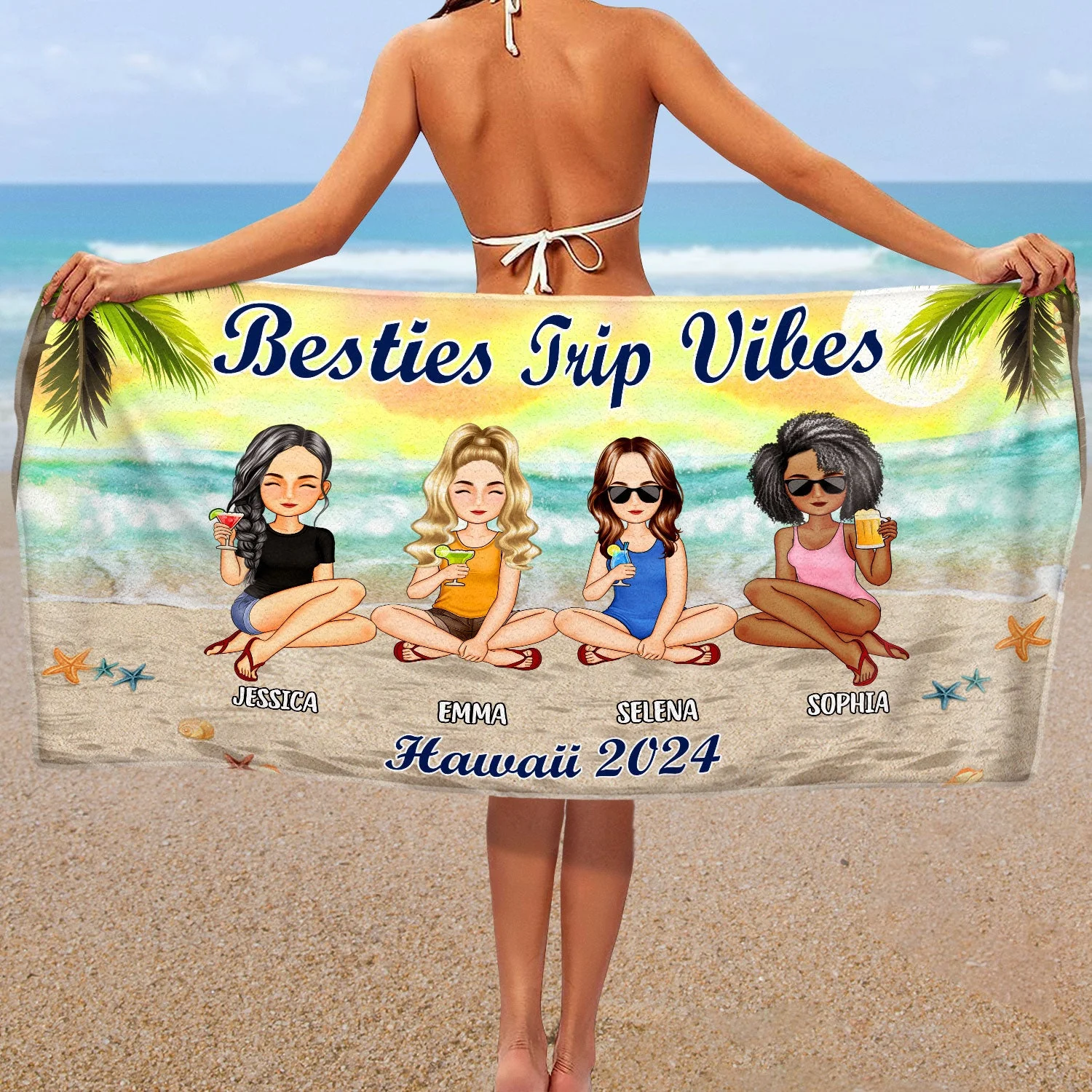 Vacation Trip Family - Gift For Family, Friends, Siblings - Personalized Beach Towel - Image 2