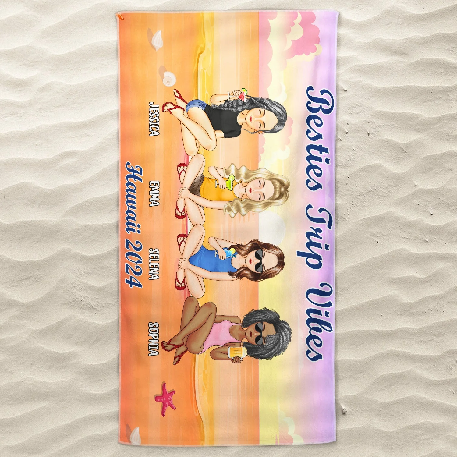 Vacation Trip Family - Gift For Family, Friends, Siblings - Personalized Beach Towel - Image 3