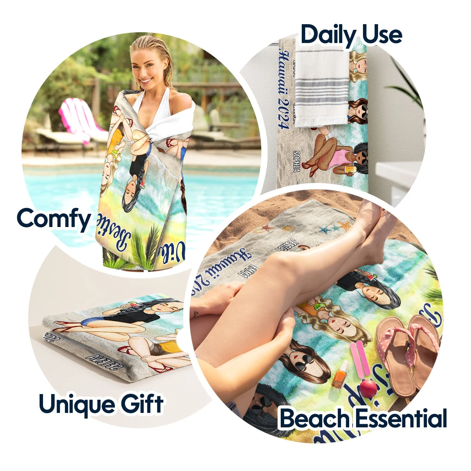 Vacation Trip Family - Gift For Family, Friends, Siblings - Personalized Beach Towel - Image 5